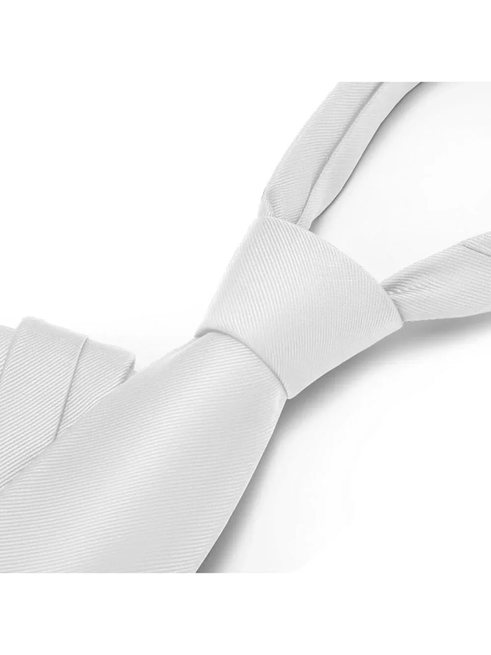 Men's White Twill Diagonal Textured Silk Formal Necktie For Business Dress